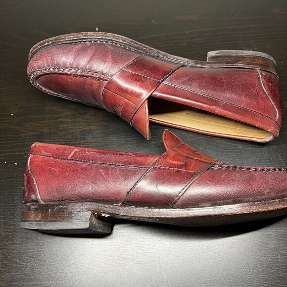 Allen Edmonds Cameron Penny Loafers Burgundy Oxblood Leather Mens Size 10 E main image 14